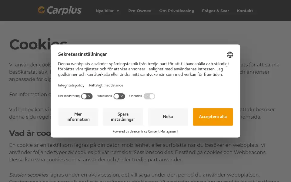 Screenshot of carplus.se