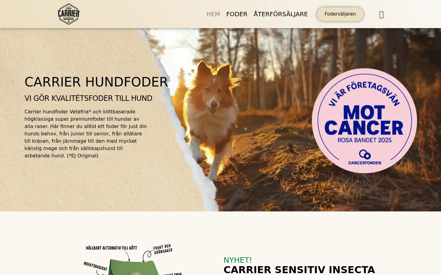 Screenshot of carrierhundfoder.se