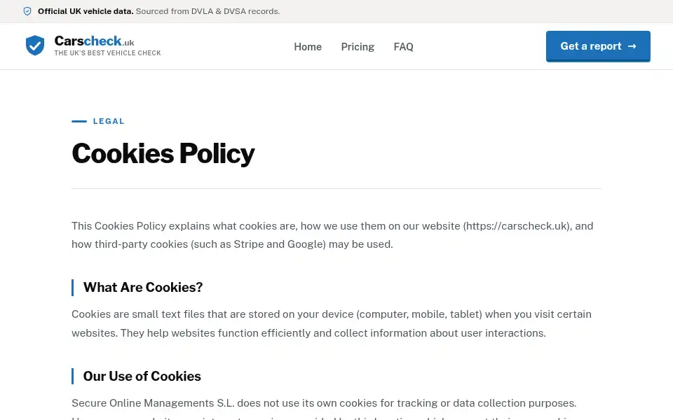 Screenshot of carscheck.uk