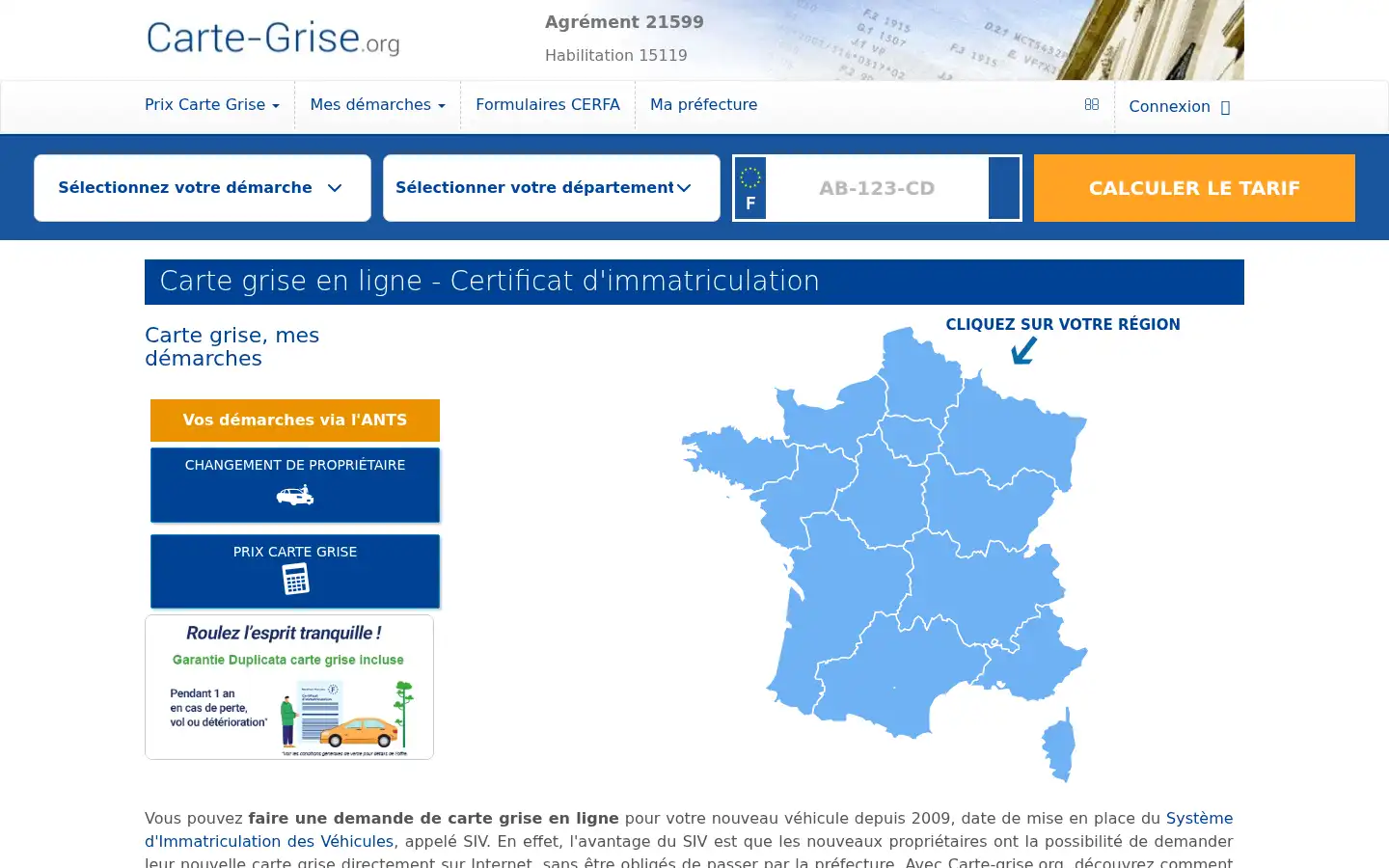 Screenshot of carte-grise.org