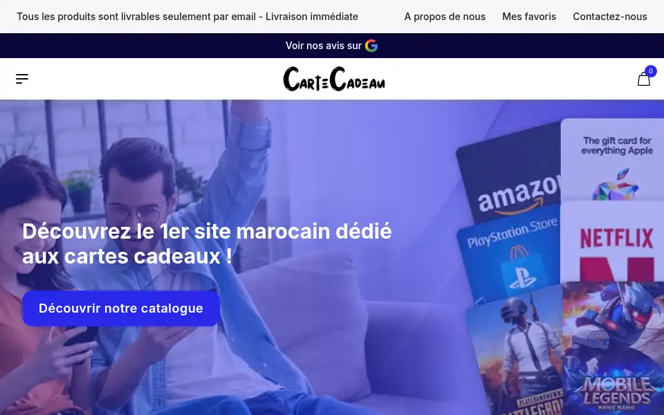 Screenshot of cartecadeau.ma