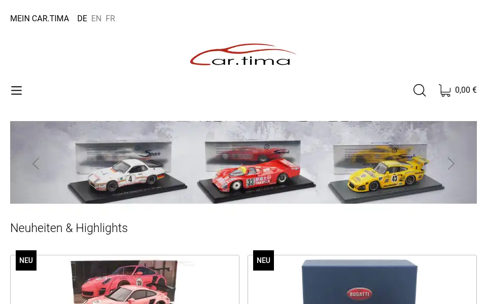 Screenshot of cartima-modelcars.de