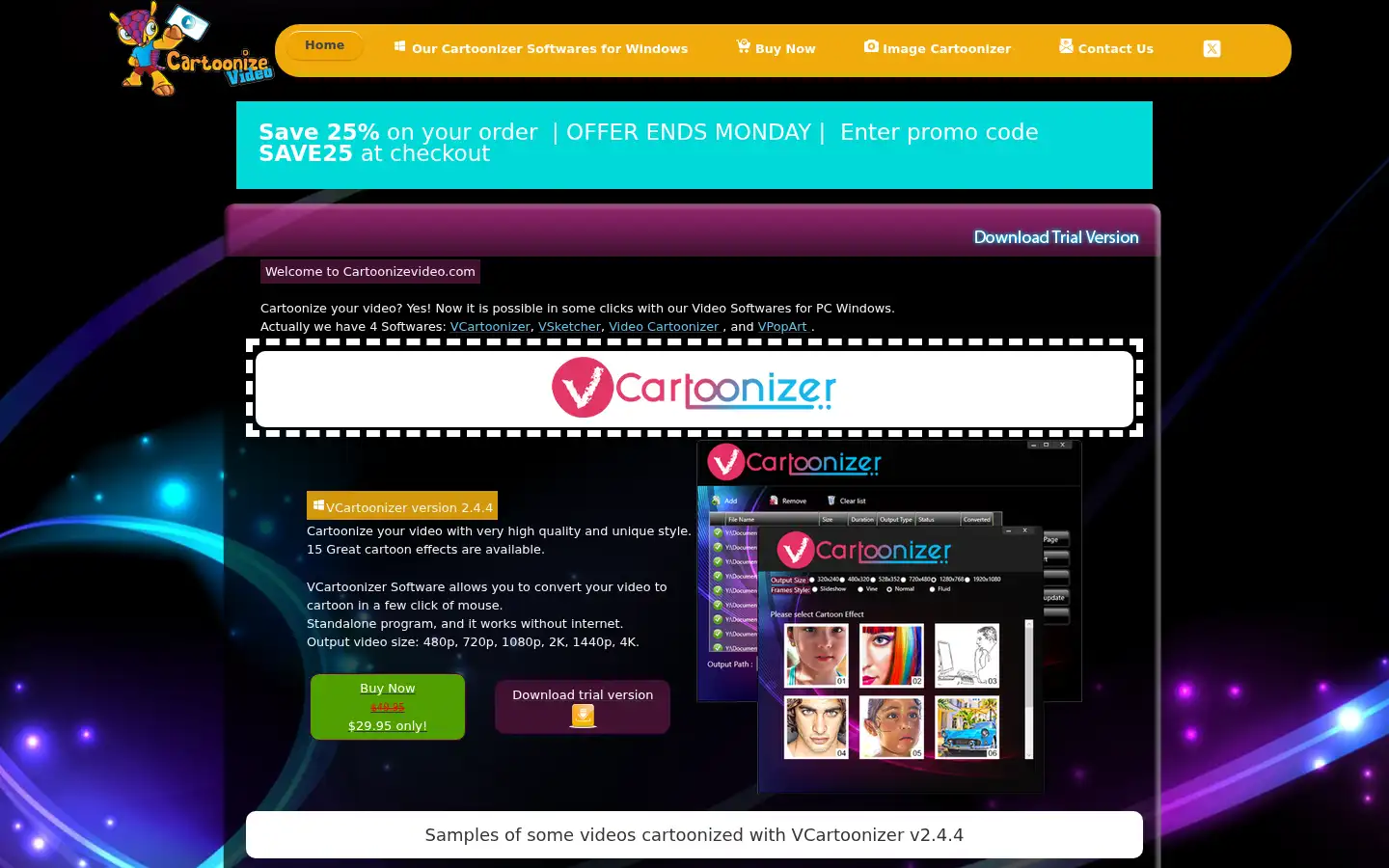 Screenshot of cartoonizevideo.com