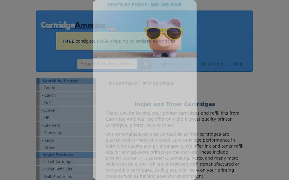 Screenshot of cartridgeamerica.com