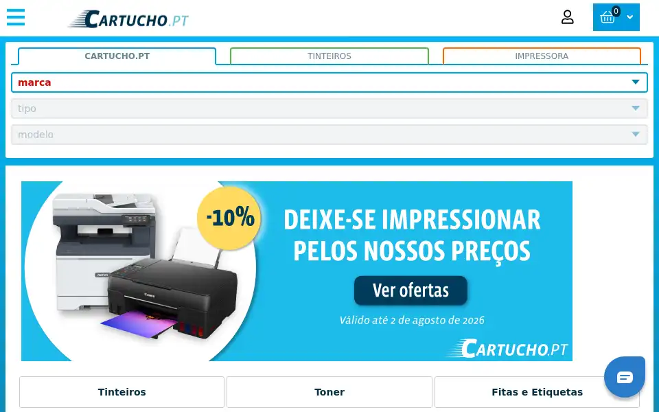 Screenshot of cartucho.pt