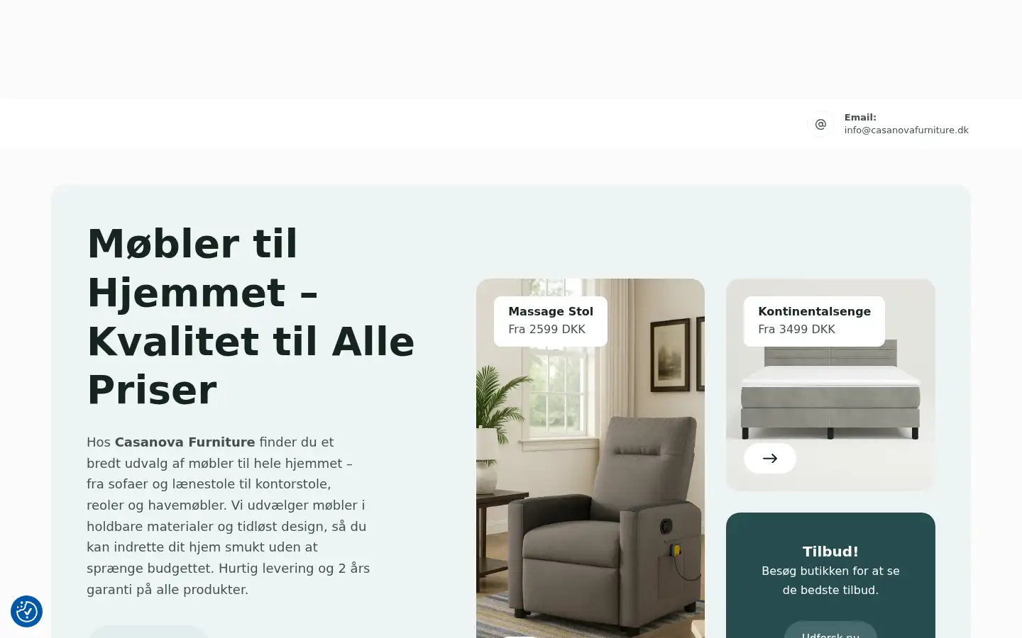 Screenshot of casanovafurniture.dk