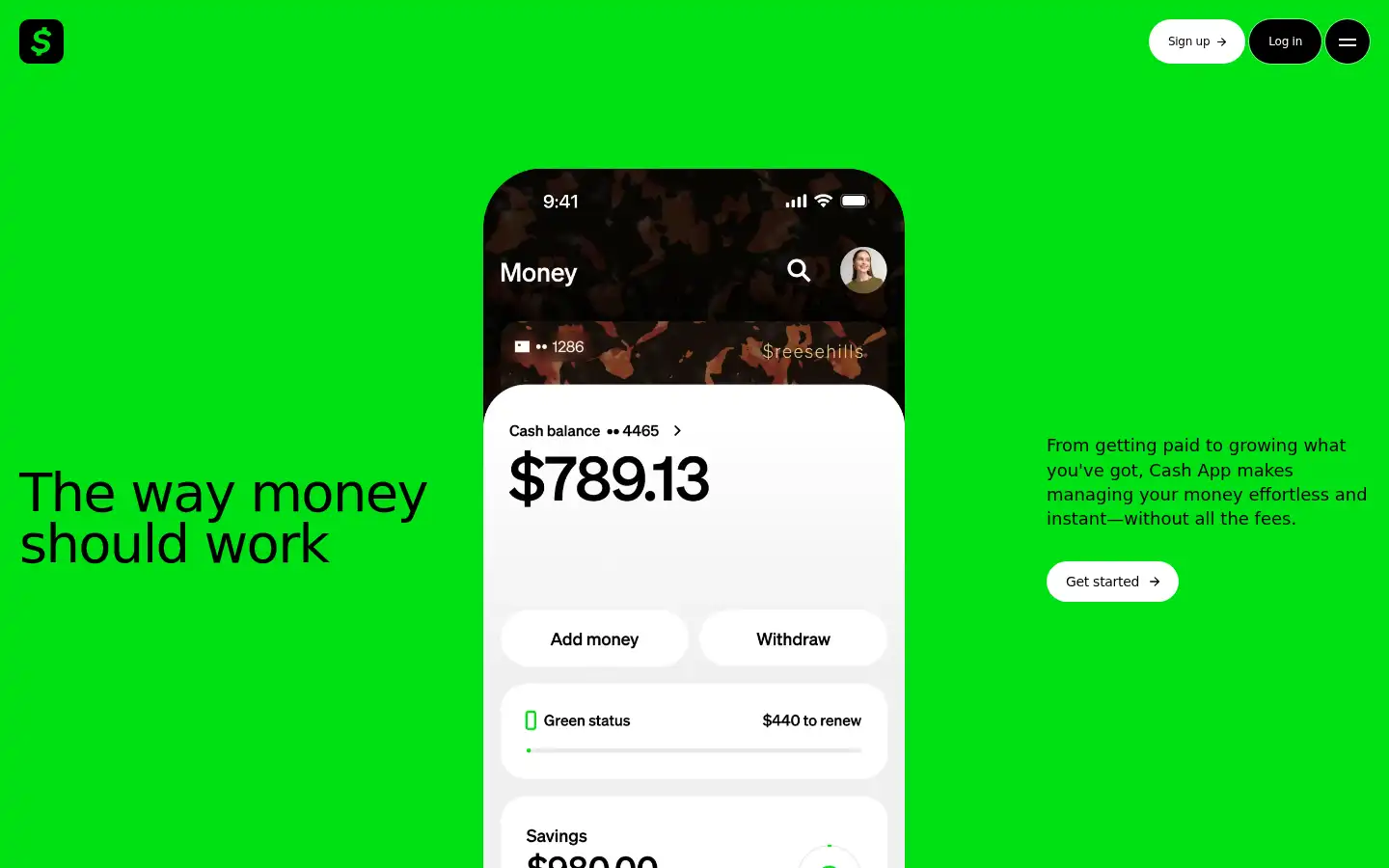 Screenshot of cash.app