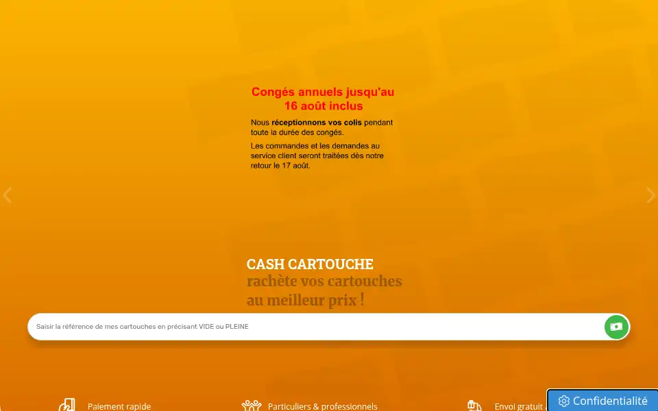 Screenshot of cash-cartouche.fr