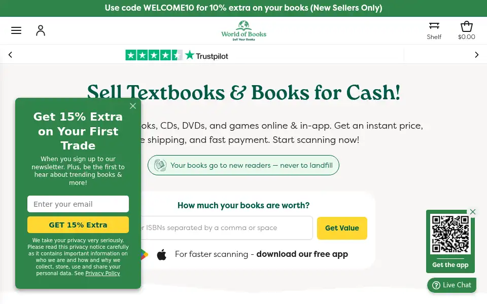 Screenshot of cash4books.net