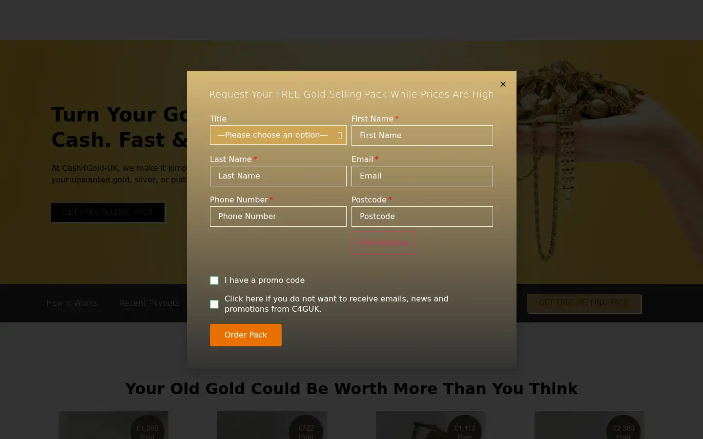 Screenshot of cash4gold-uk.com