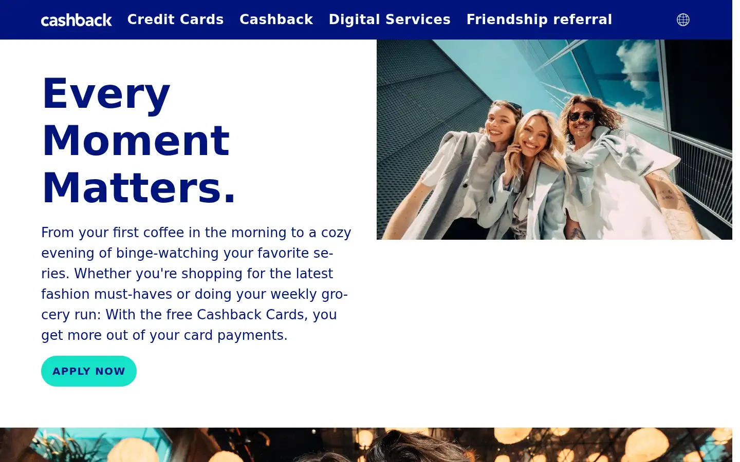 Screenshot of cashback-cards.ch
