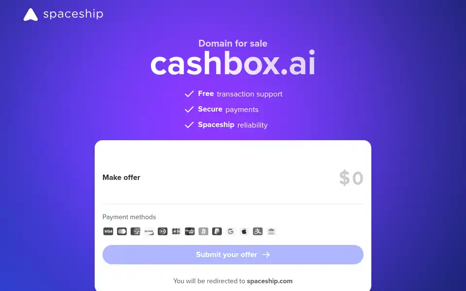 Screenshot of cashbox.ai