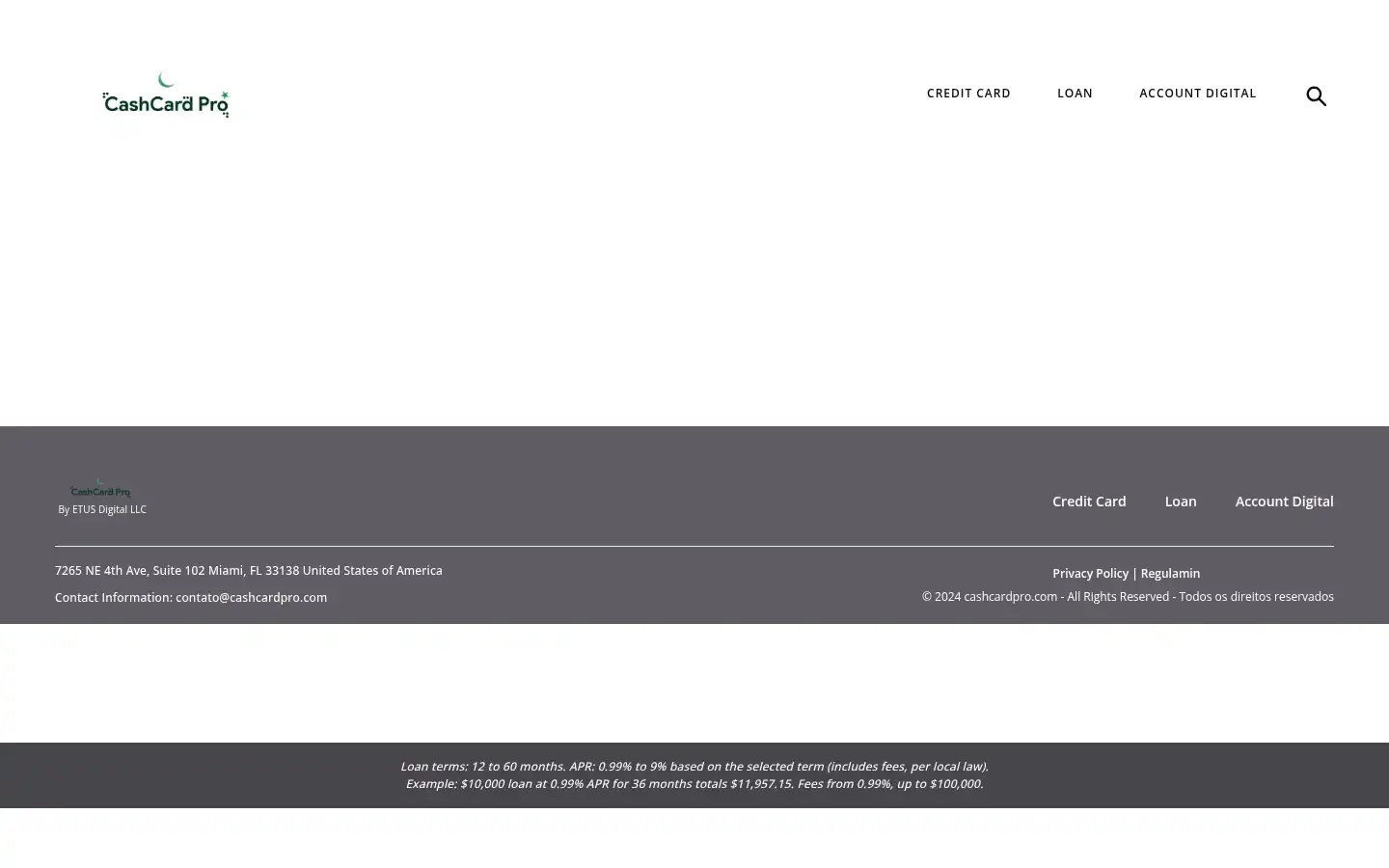 Screenshot of cashcardpro.com