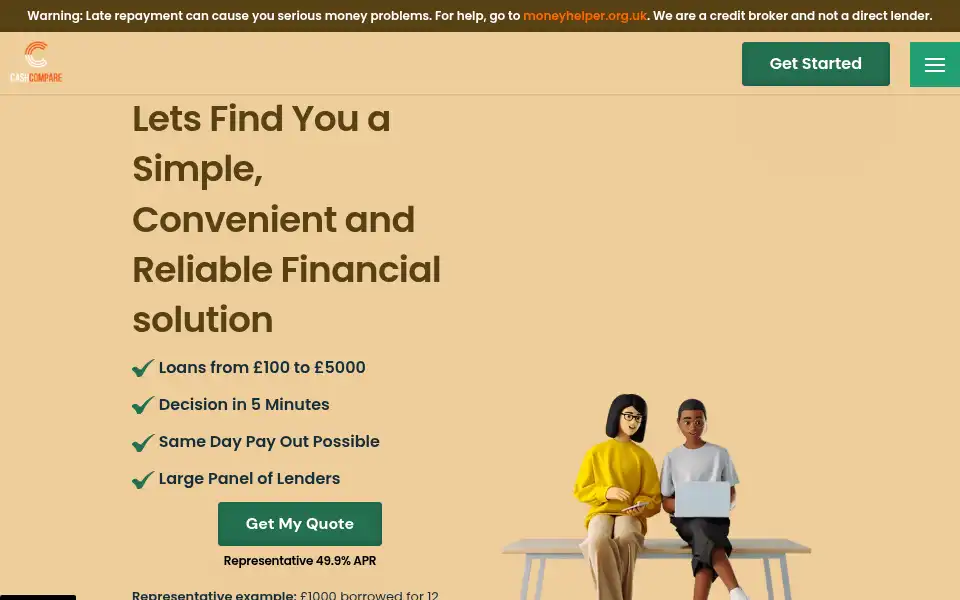 Screenshot of cashcompare.co.uk