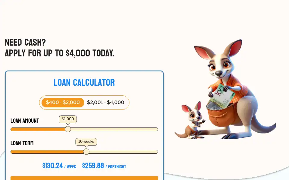 Screenshot of casheroofinance.com.au