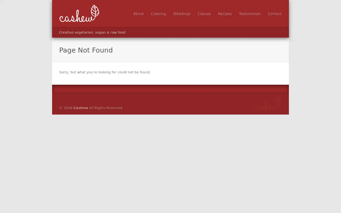 Screenshot of cashewcatering.co.uk
