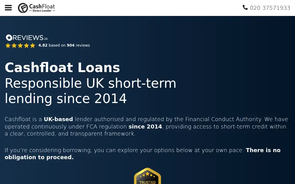 Screenshot of cashfloat.co.uk