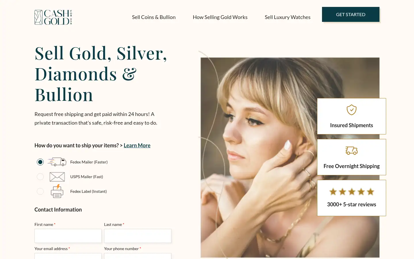 Screenshot of cashforgoldusa.com