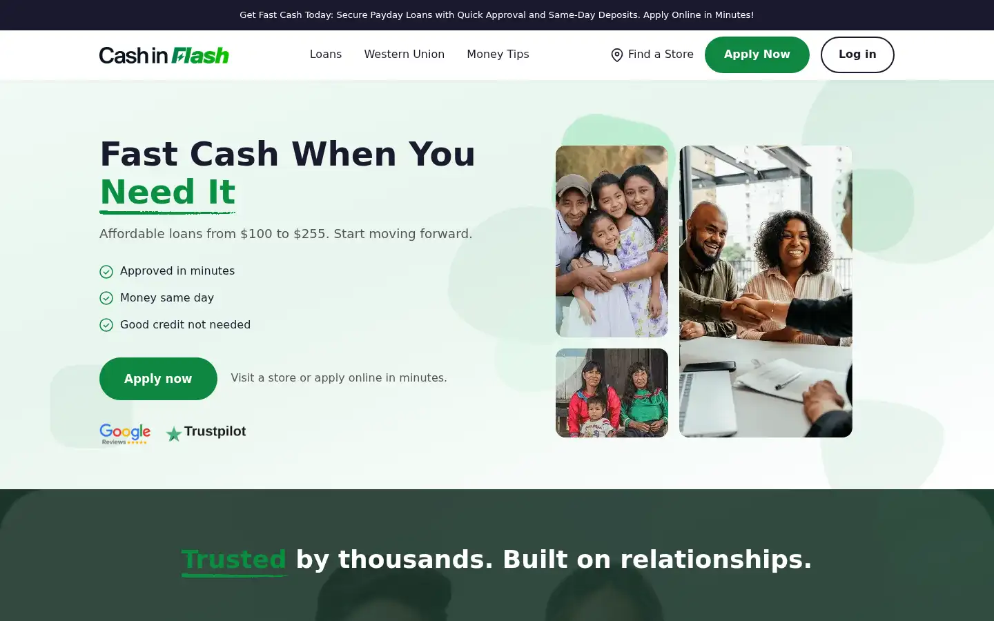 Screenshot of cashinflash.com