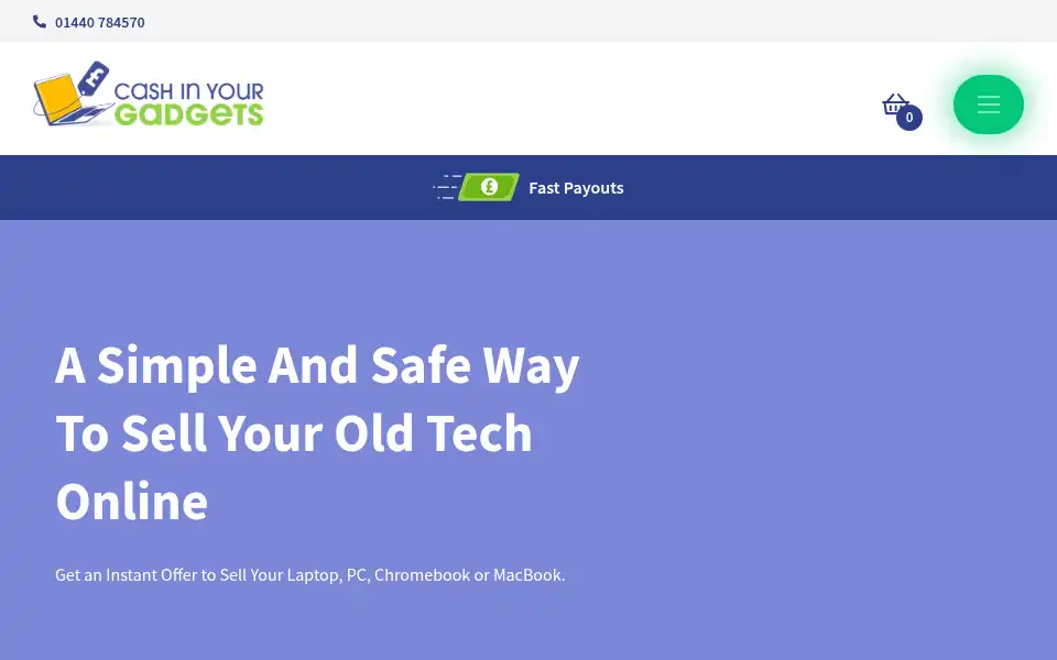 Screenshot of cashinyourgadgets.co.uk