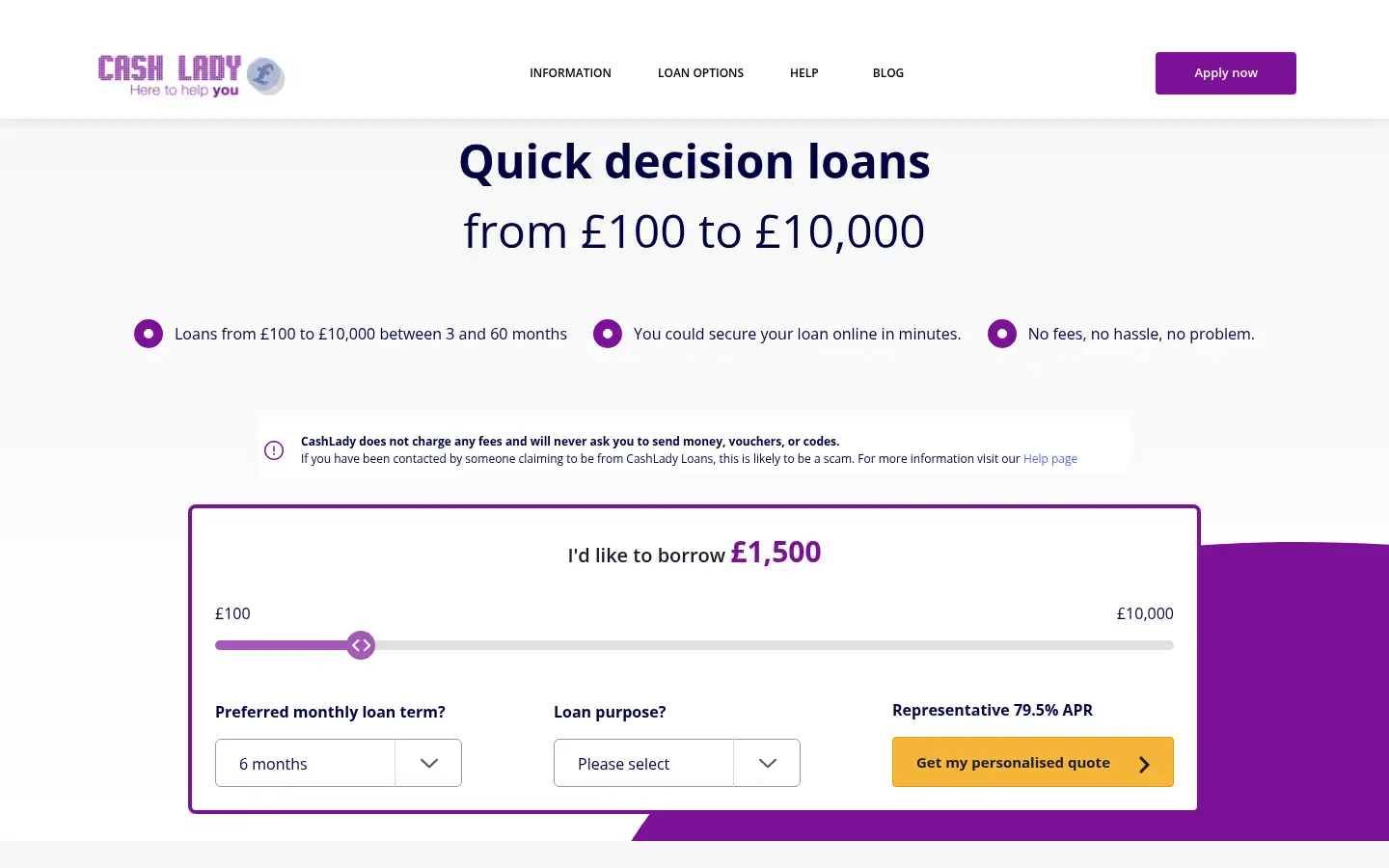 Screenshot of cashlady.com