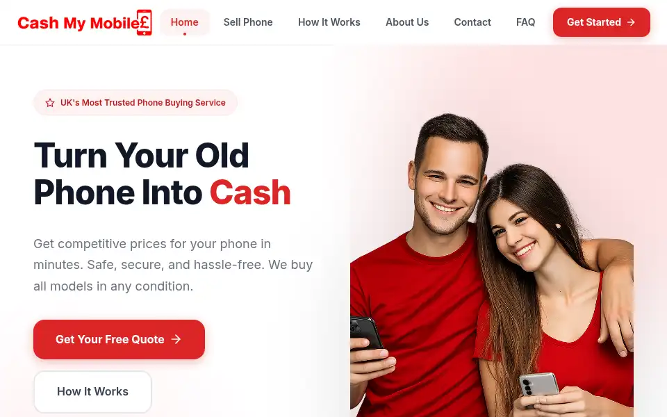 Screenshot of cashmymobile.co.uk