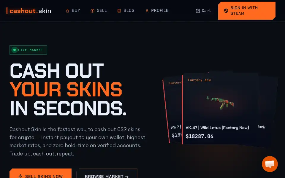 Screenshot of cashout.skin
