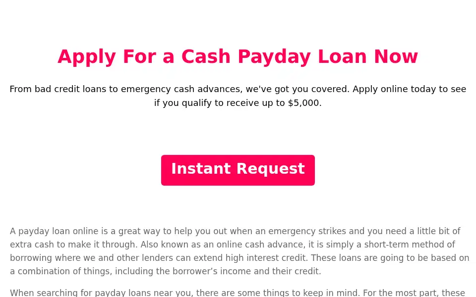 Screenshot of cashpaydayloans.net