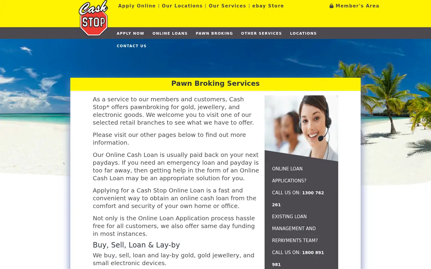 Screenshot of cashstop.com.au