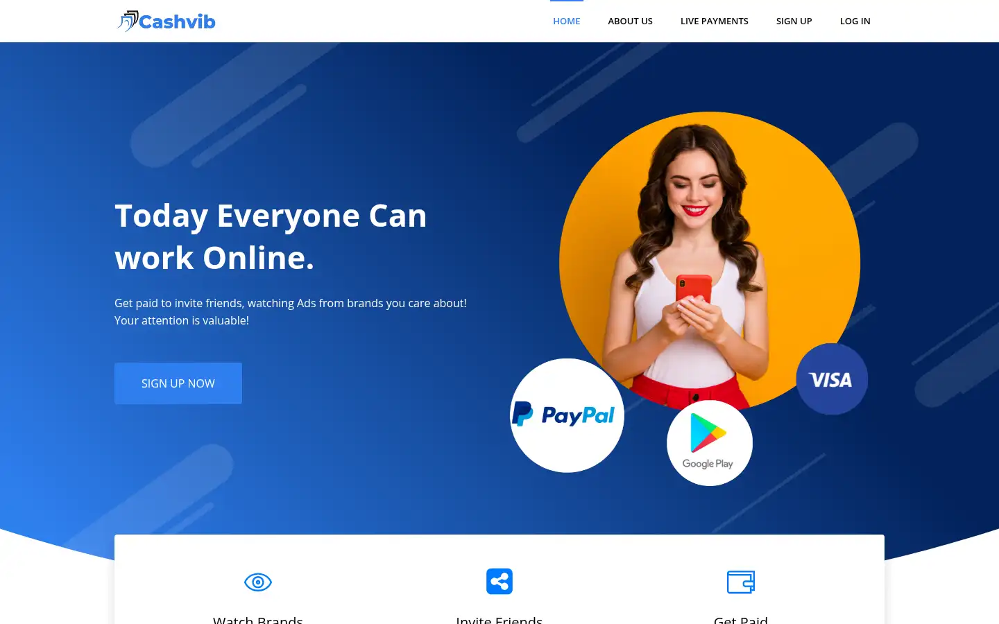 Screenshot of cashvib.com