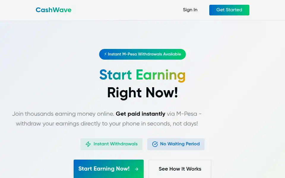 Screenshot of cashwave.co.ke