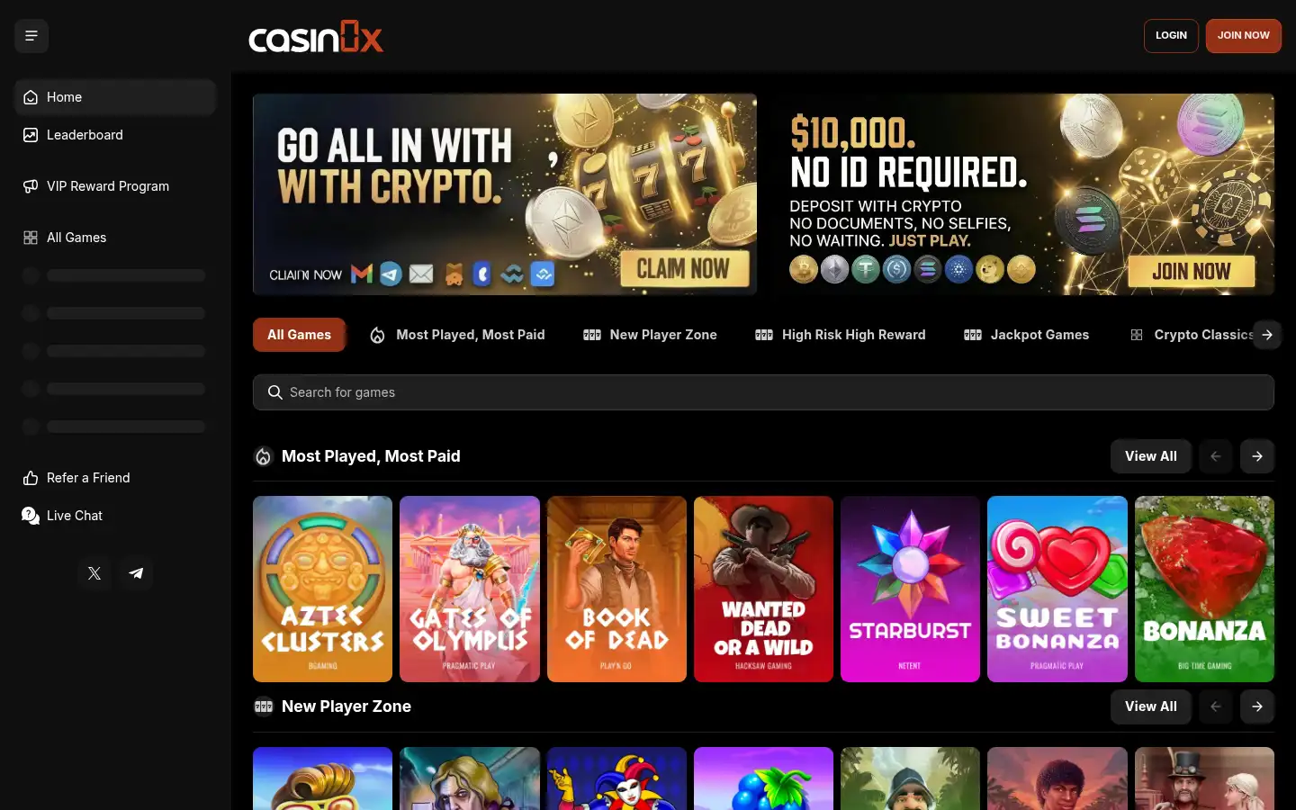 Screenshot of casin0x.com