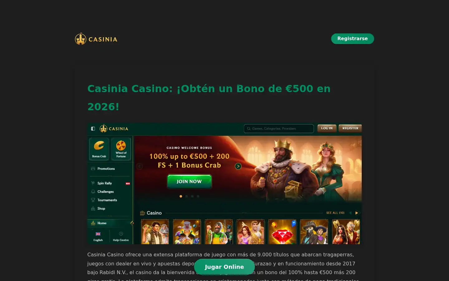 Screenshot of casinia.org.es