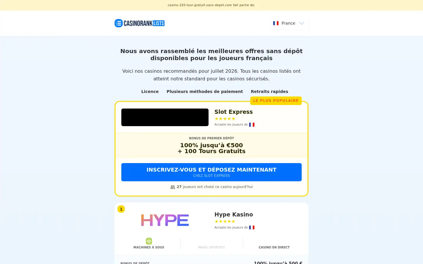 Screenshot of casino-150-tour-gratuit-sans-depot.com