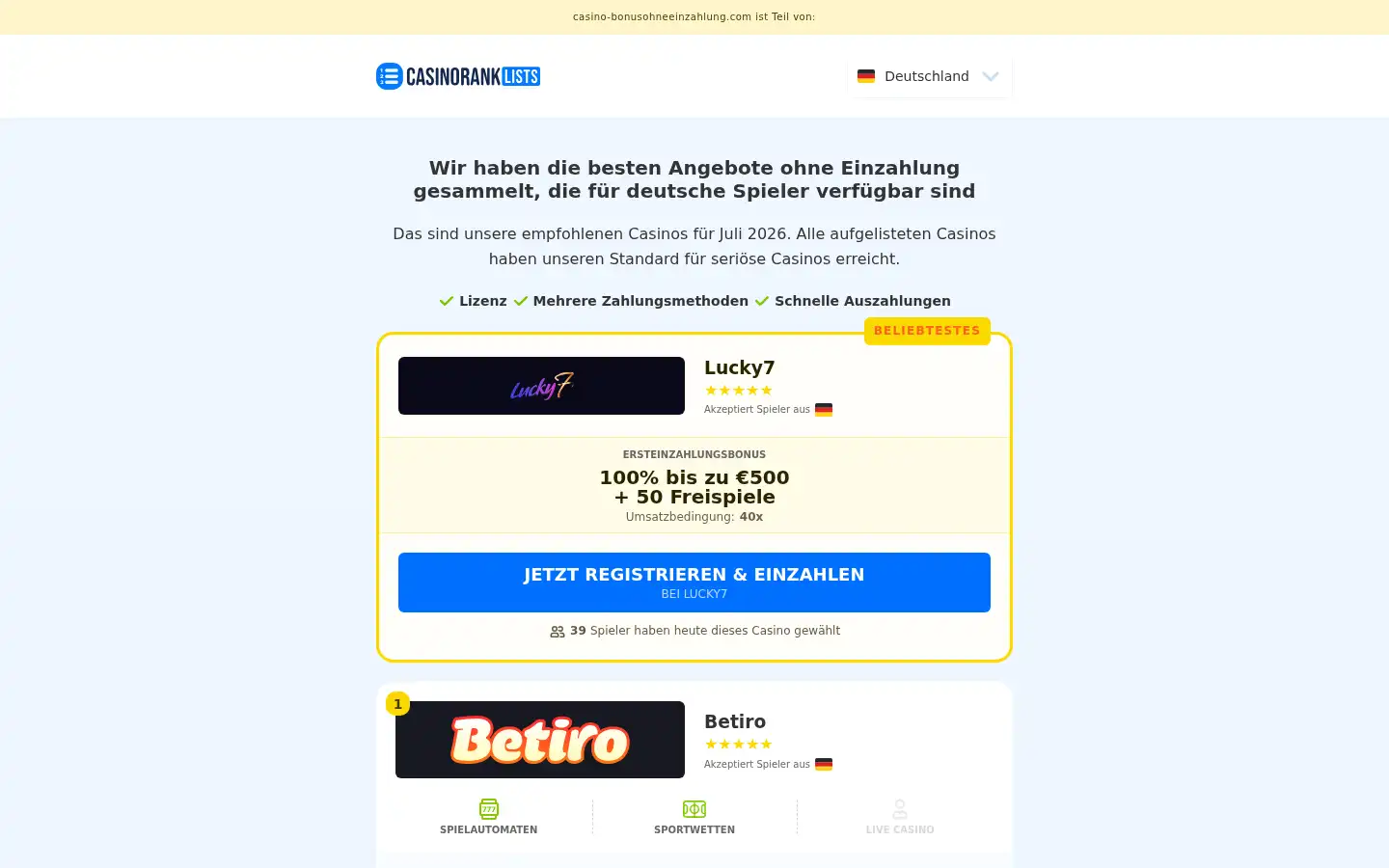 Screenshot of casino-bonusohneeinzahlung.com