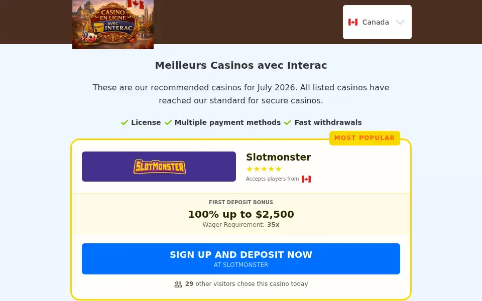Screenshot of casino-en-ligne-interac.site