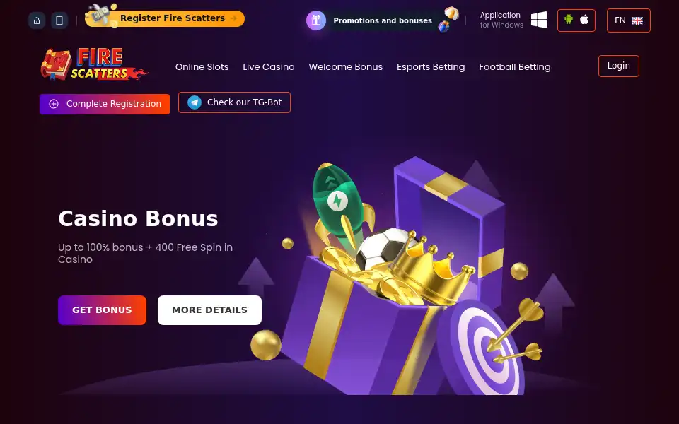 Screenshot of casino-firescatters.com