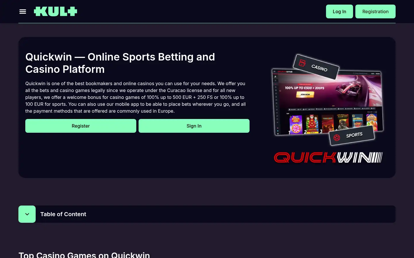 Screenshot of casino-kultt.com