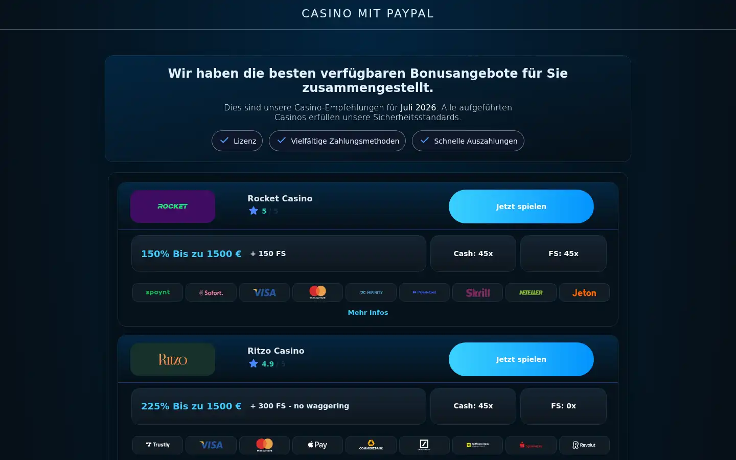 Screenshot of casino-mit-ezahlung.de