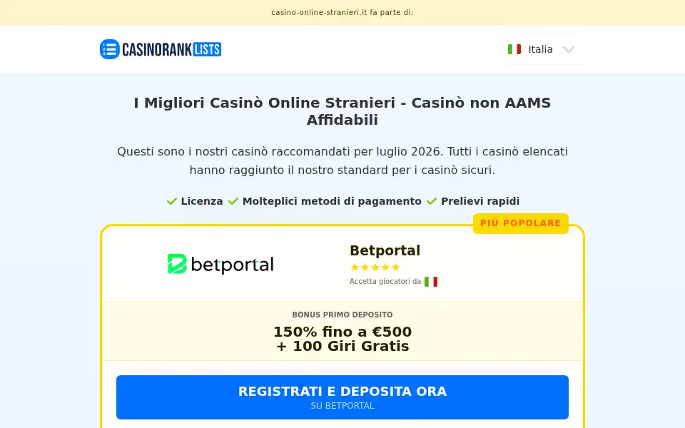 Screenshot of casino-online-stranieri.it