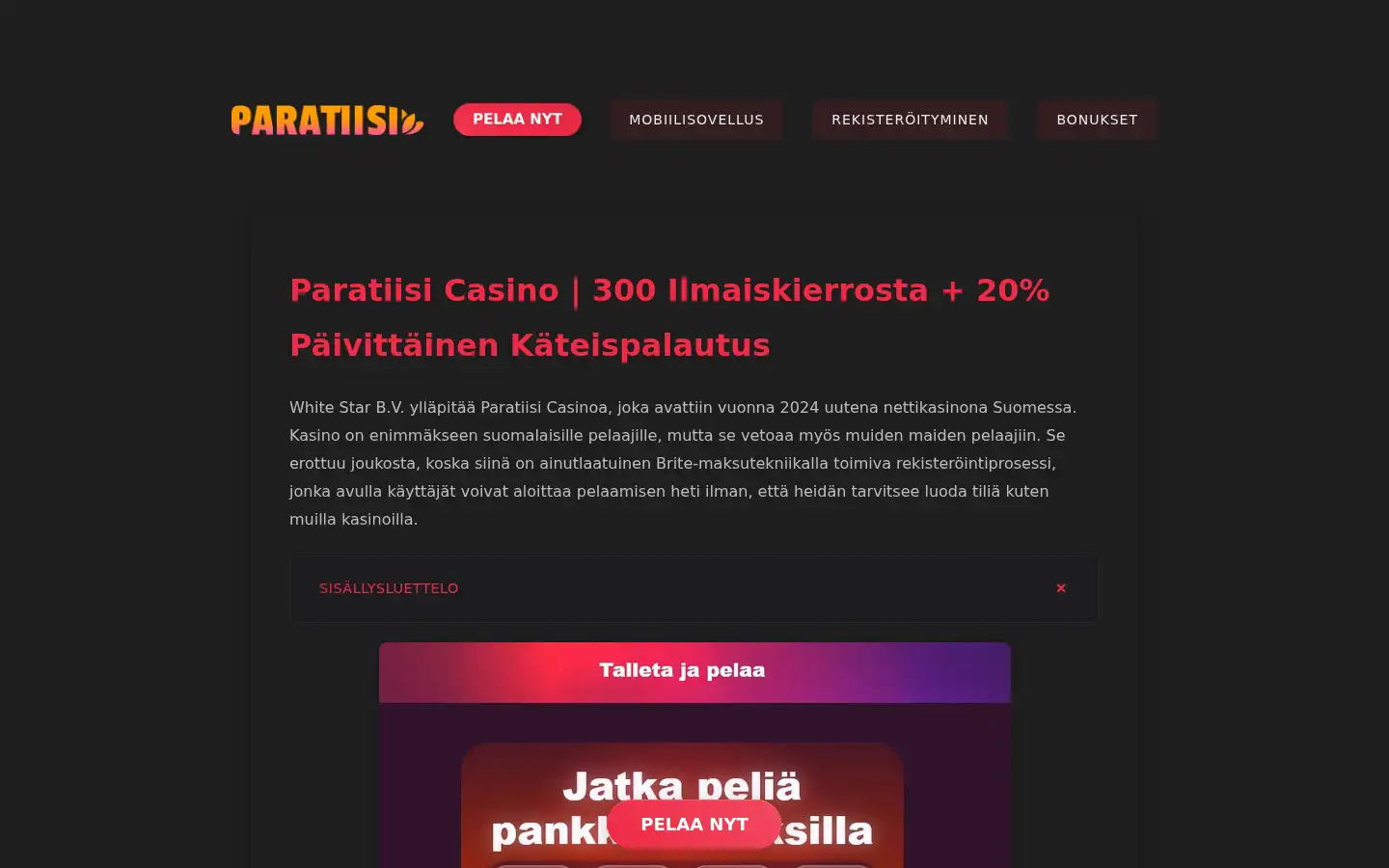 Screenshot of casino-paratiisi.com