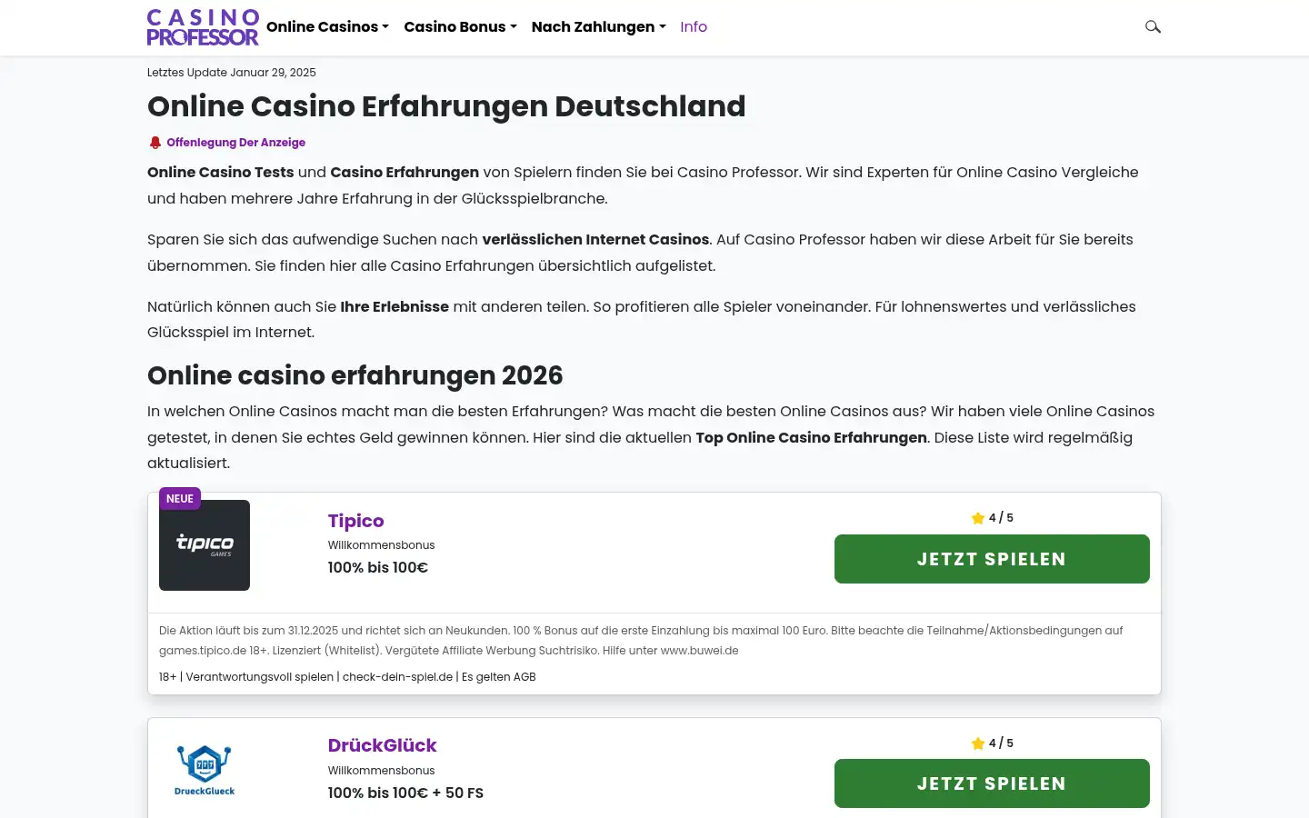 Screenshot of casino-professor.com