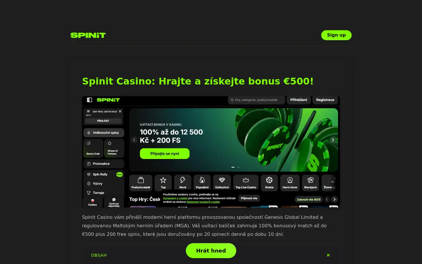 Screenshot of casino-spinit.cz