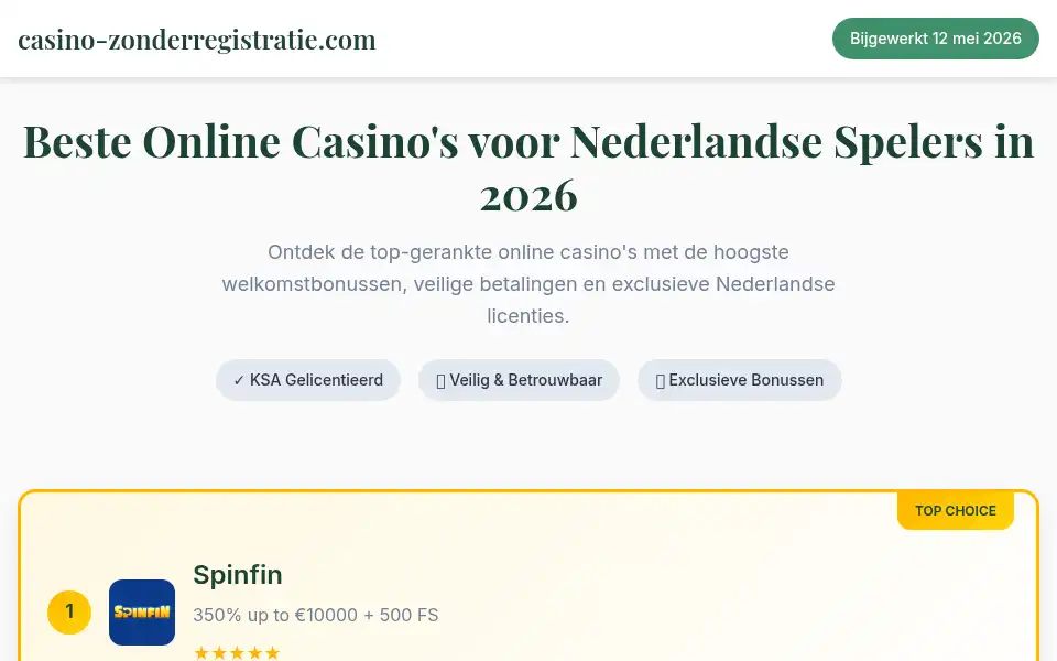 Screenshot of casino-zonderregistratie.com