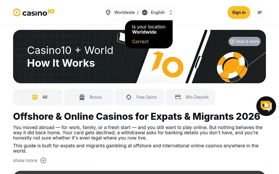 Screenshot of casino10.org