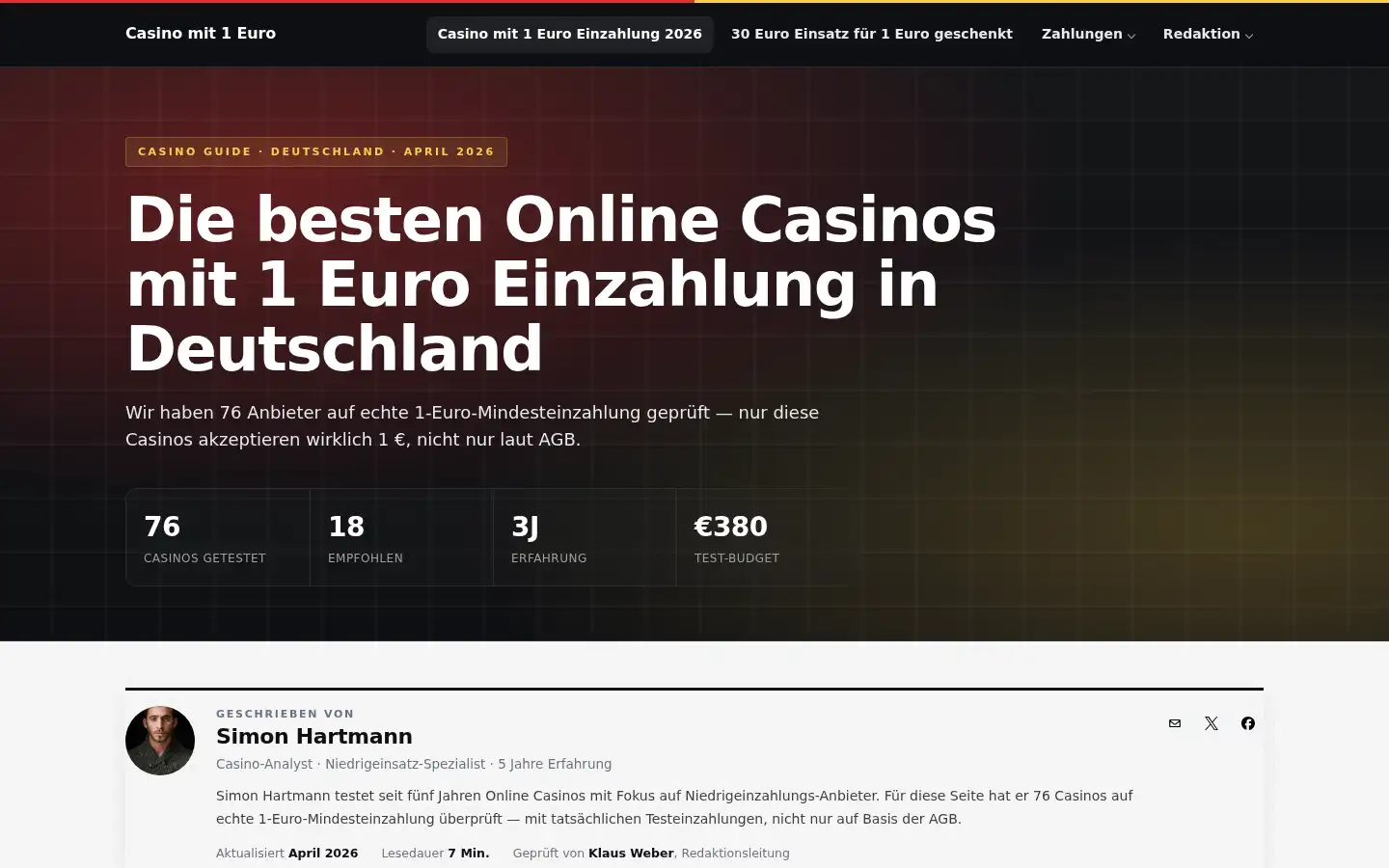 Screenshot of casino1euro.com