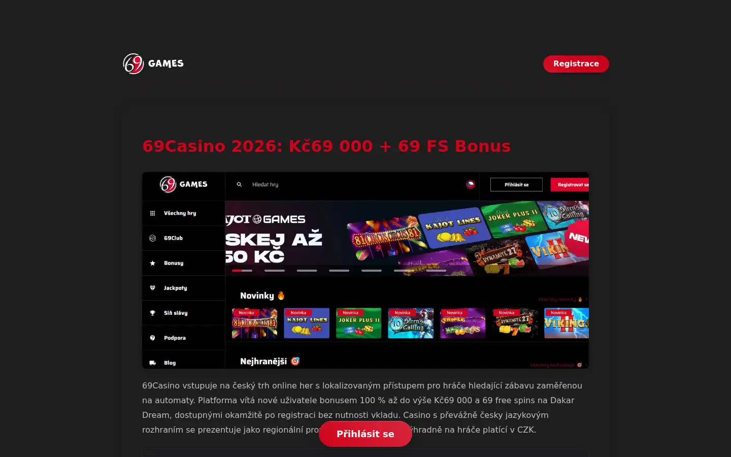 Screenshot of casino69.cz
