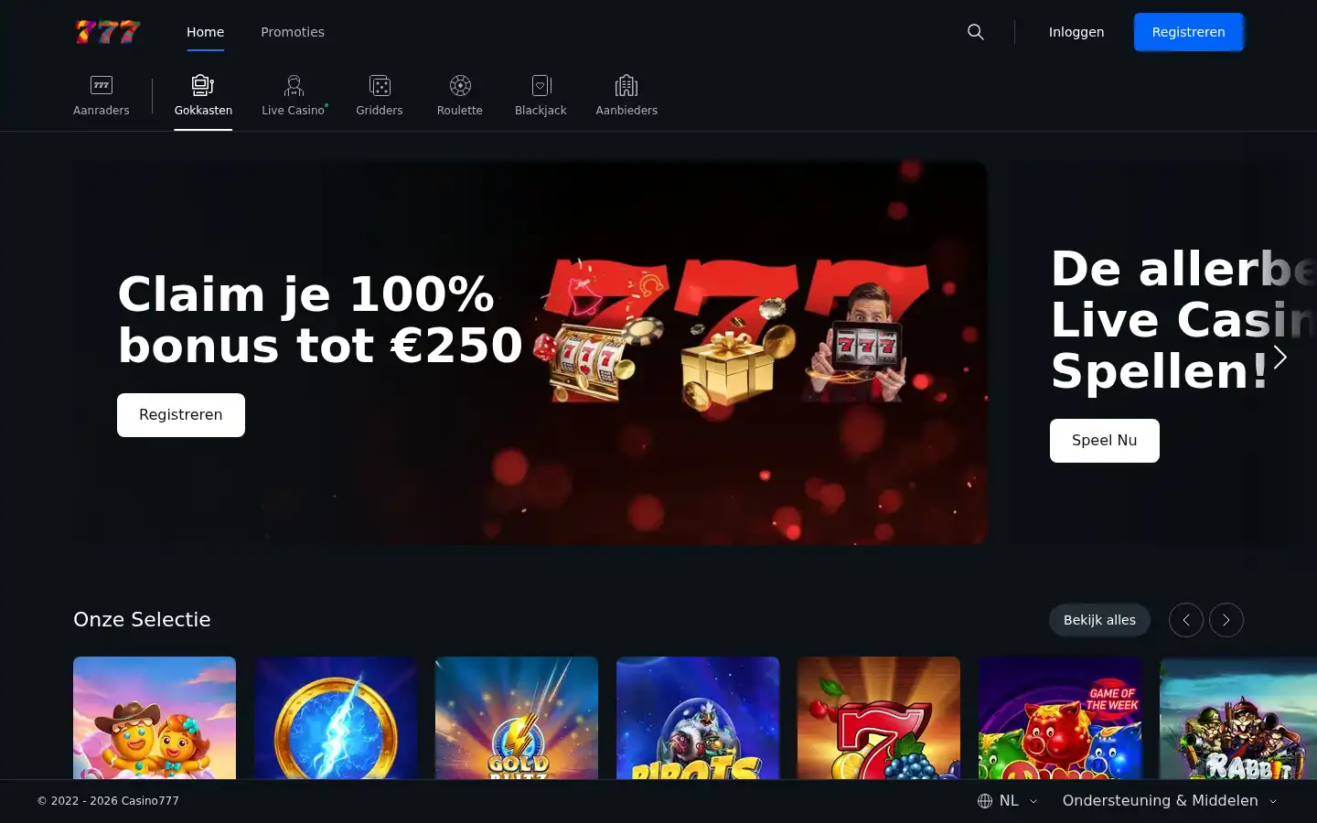Screenshot of casino777.nl