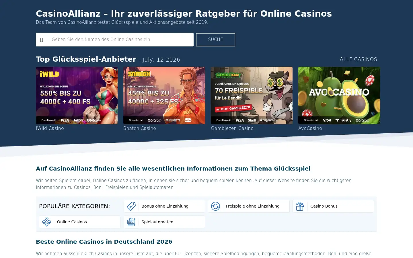Screenshot of casinoallianz.com