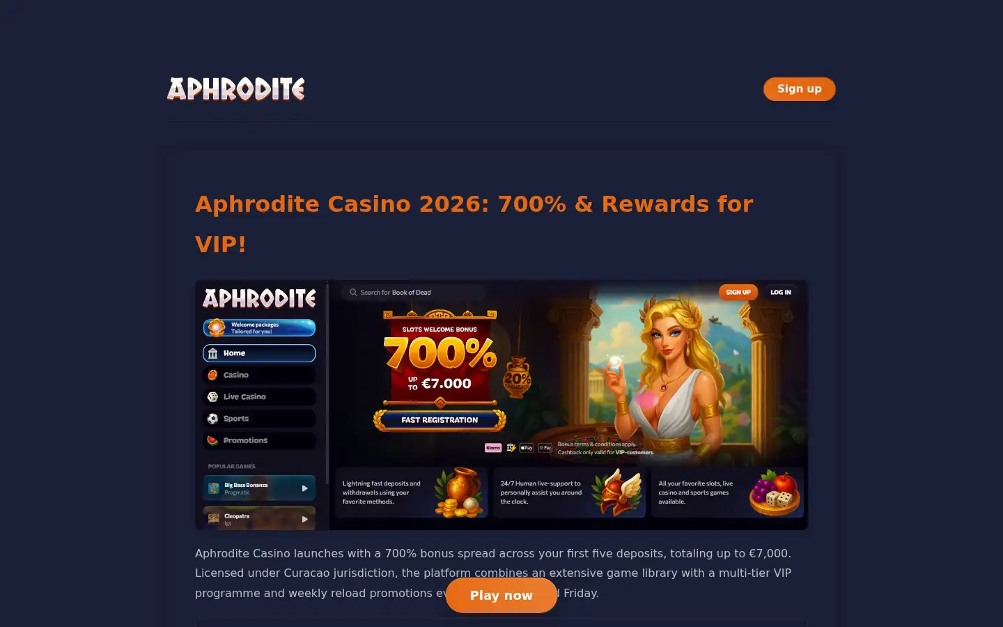 Screenshot of casinoaphrodite.uk